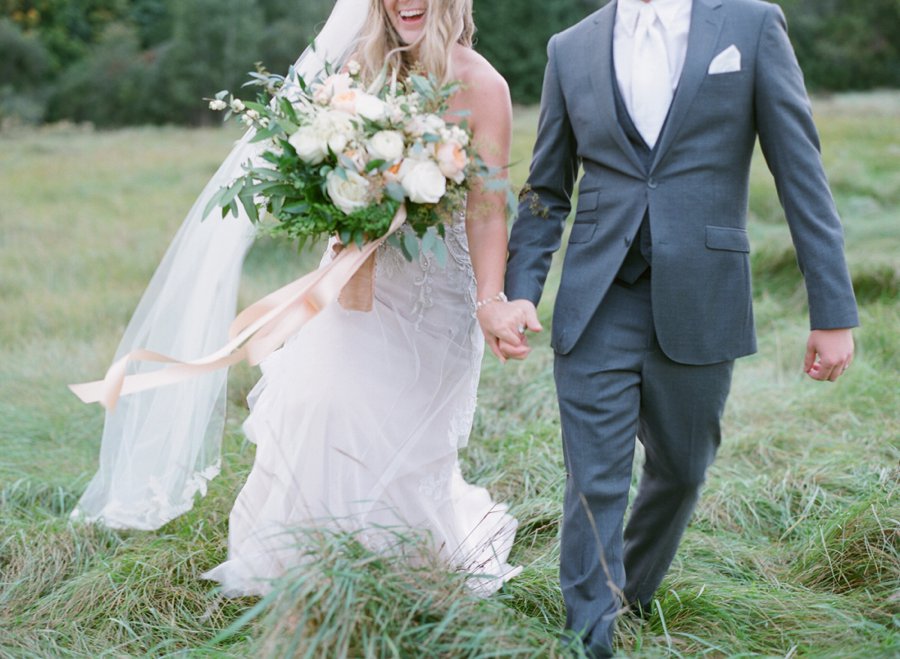 A Peach & Green Boho Ballroom Wedding via TheELD.com