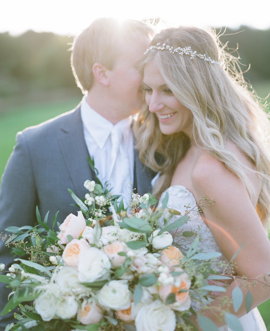 A Peach & Green Boho Ballroom Wedding via TheELD.com