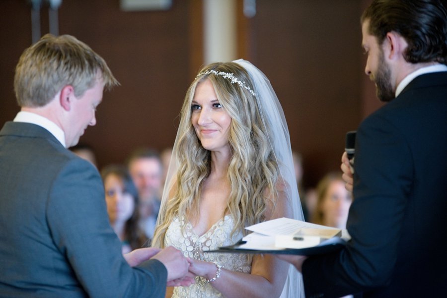 A Peach & Green Boho Ballroom Wedding via TheELD.com