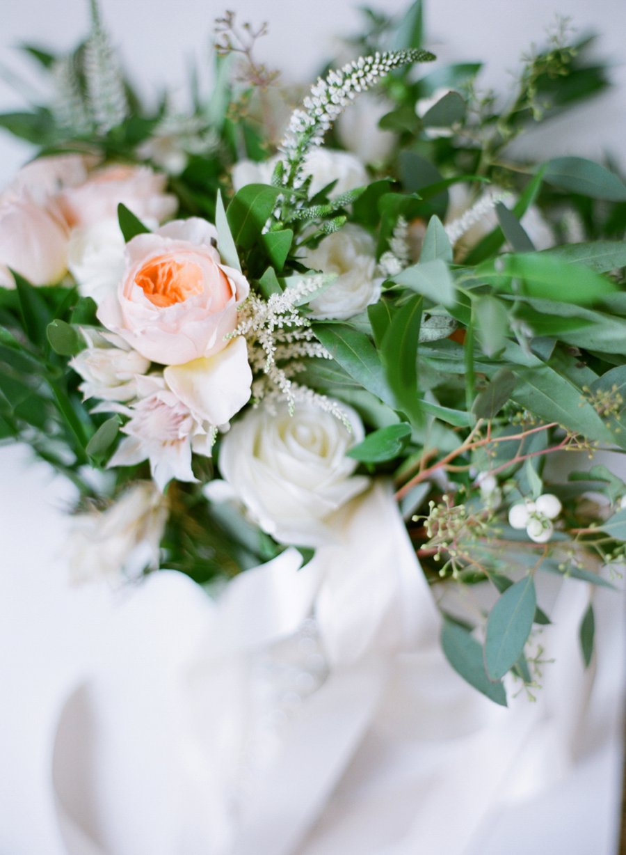 A Peach & Green Boho Ballroom Wedding via TheELD.com