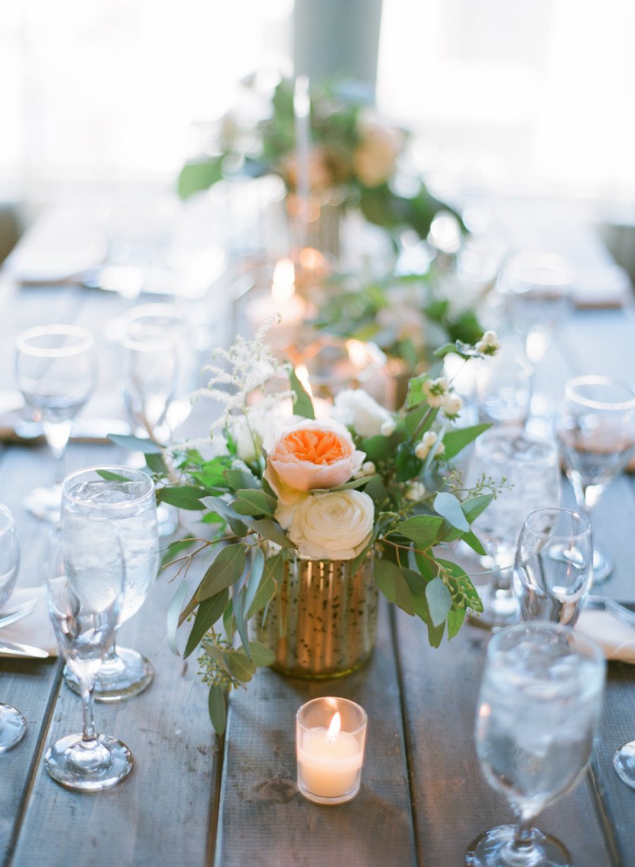 A Peach & Green Boho Ballroom Wedding via TheELD.com