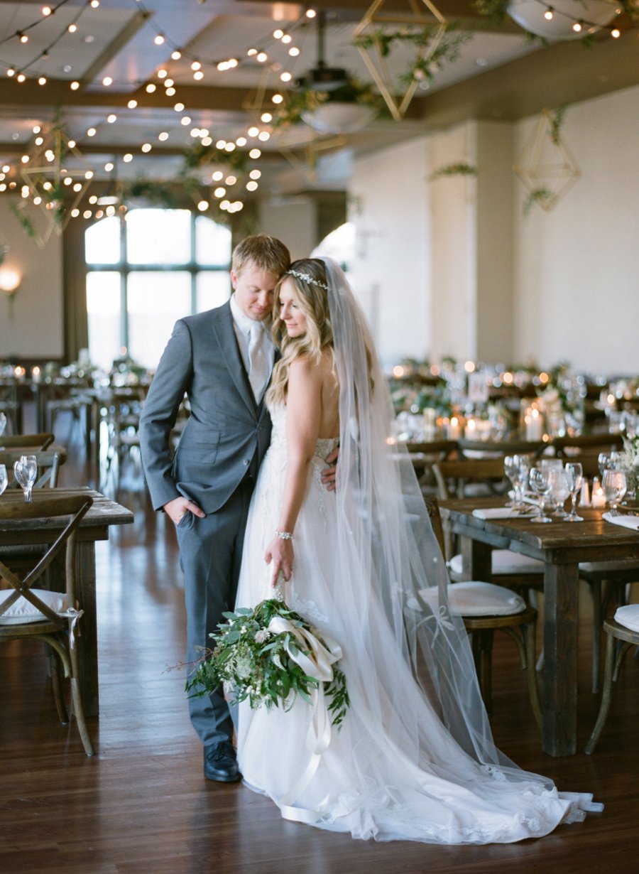 A Peach & Green Boho Ballroom Wedding via TheELD.com