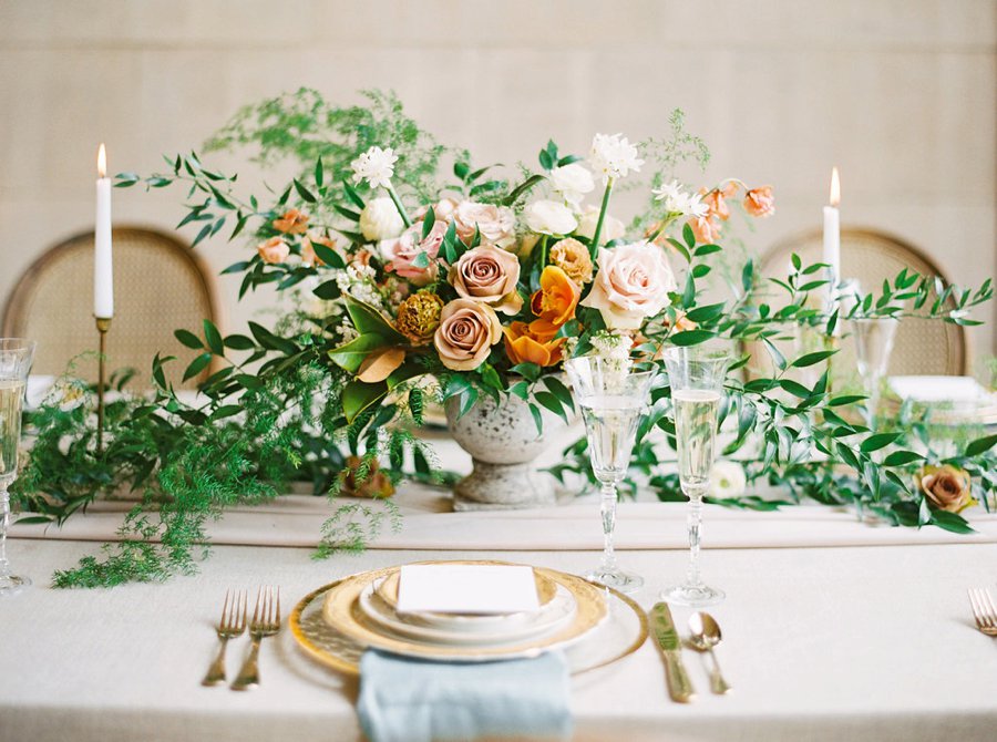 Romantic Peach & Orange Autumn Inspired Wedding Ideas via TheELD.com