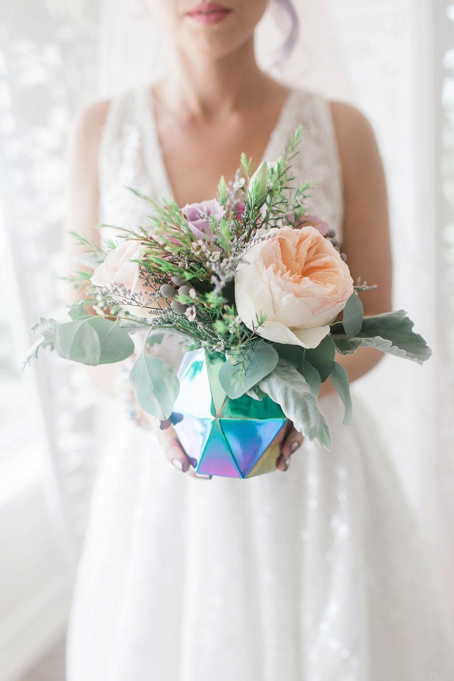 Modern Pink & Purple Iridescent Wedding Ideas via TheELD.com