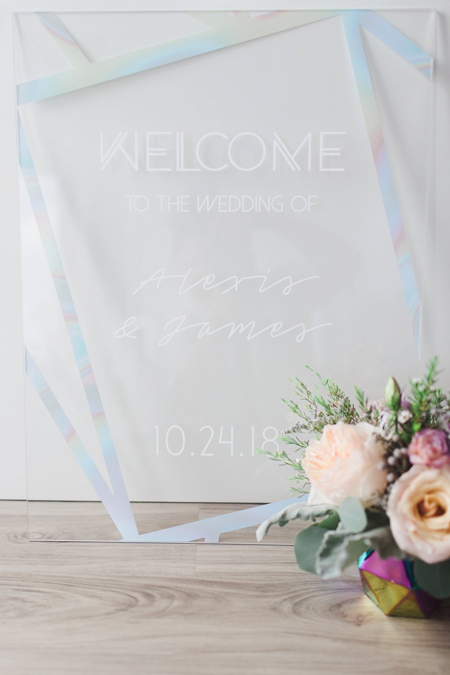 Modern Pink & Purple Iridescent Wedding Ideas via TheELD.com