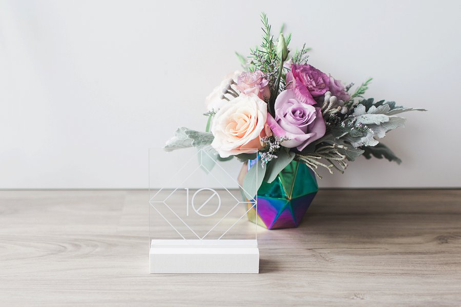 Modern Pink & Purple Iridescent Wedding Ideas via TheELD.com