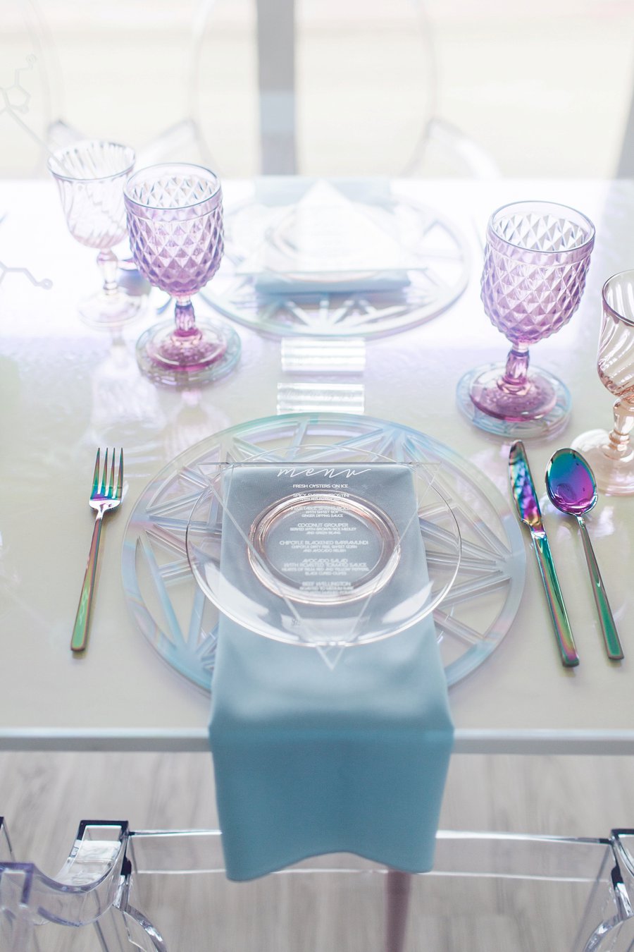 Modern Pink & Purple Iridescent Wedding Ideas via TheELD.com