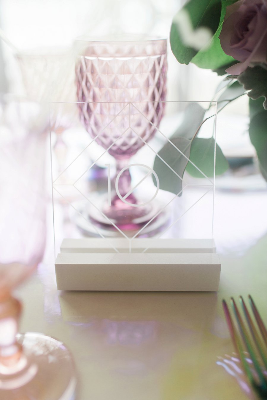 Modern Pink & Purple Iridescent Wedding Ideas via TheELD.com