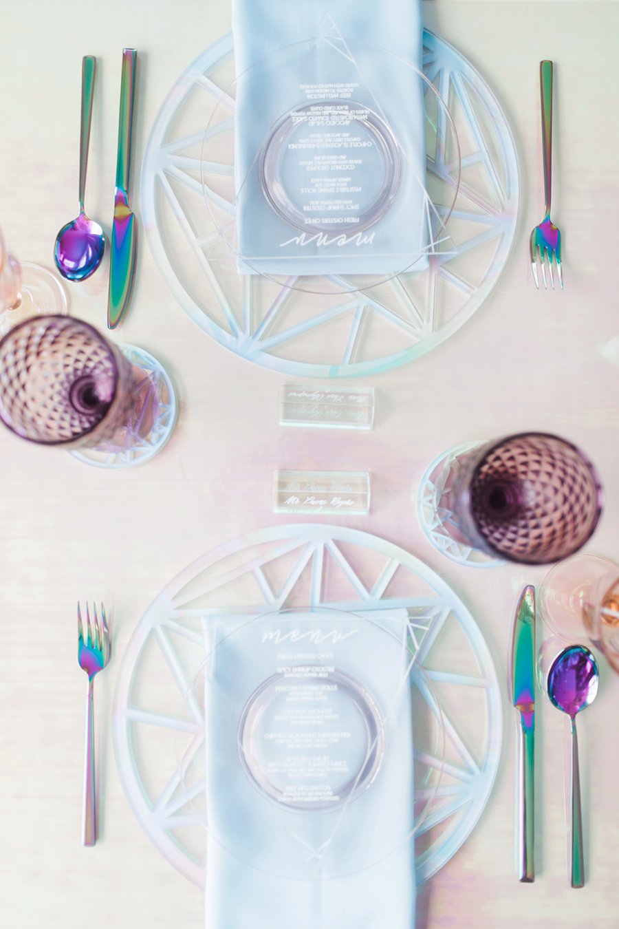 Modern Pink & Purple Iridescent Wedding Ideas via TheELD.com