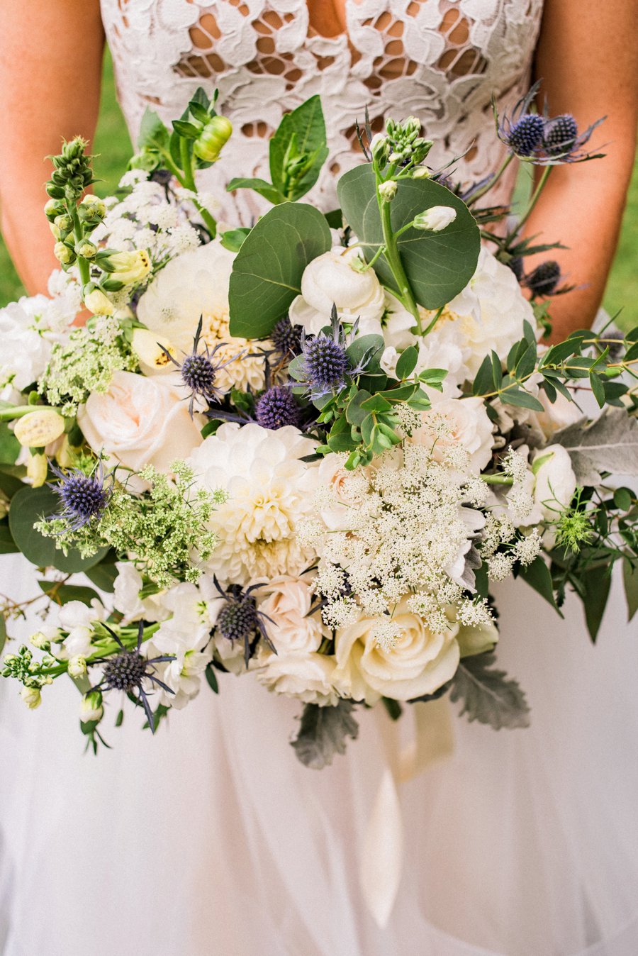 A Romantic Rustic White, Blush, & Blue Asheville Wedding via TheELD.com