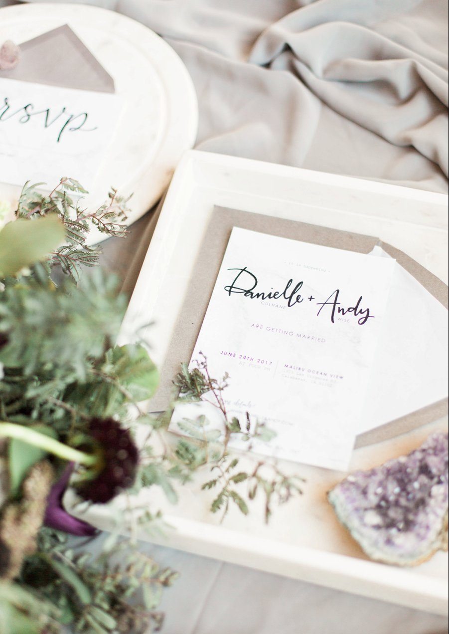 Elegant Amethyst & Marble Industrial Wedding Ideas via TheELD.com