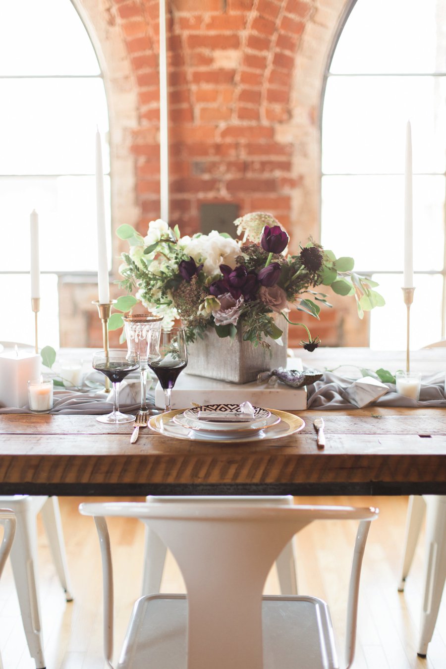 Elegant Amethyst & Marble Industrial Wedding Ideas via TheELD.com