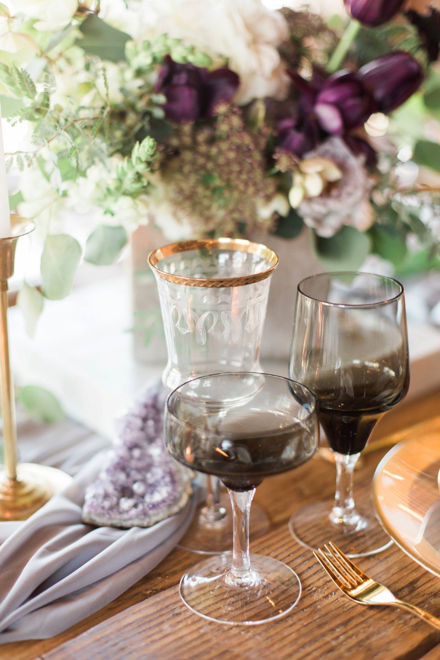 Elegant Amethyst & Marble Industrial Wedding Ideas via TheELD.com