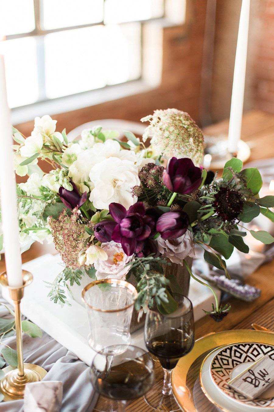 Elegant Amethyst & Marble Industrial Wedding Ideas via TheELD.com