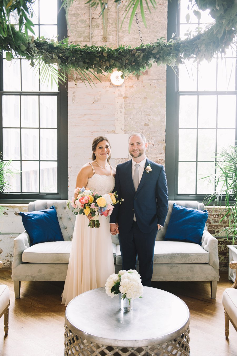 An Elegant Industrial Yellow, Grey, & Blue Charleston Wedding via TheELD.com