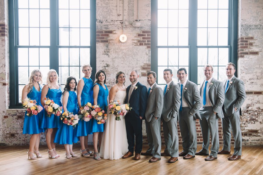 An Elegant Industrial Yellow, Grey, & Blue Charleston Wedding via TheELD.com