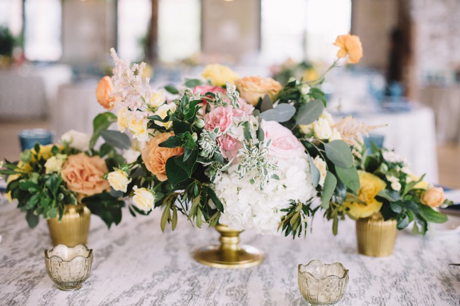 An Elegant Industrial Yellow, Grey, & Blue Charleston Wedding via TheELD.com