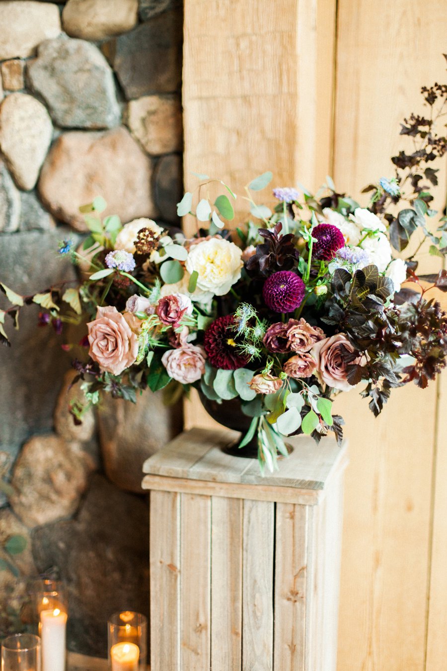 A Burgundy & Blush Elegant Rustic Colorado Wedding via TheELD.com