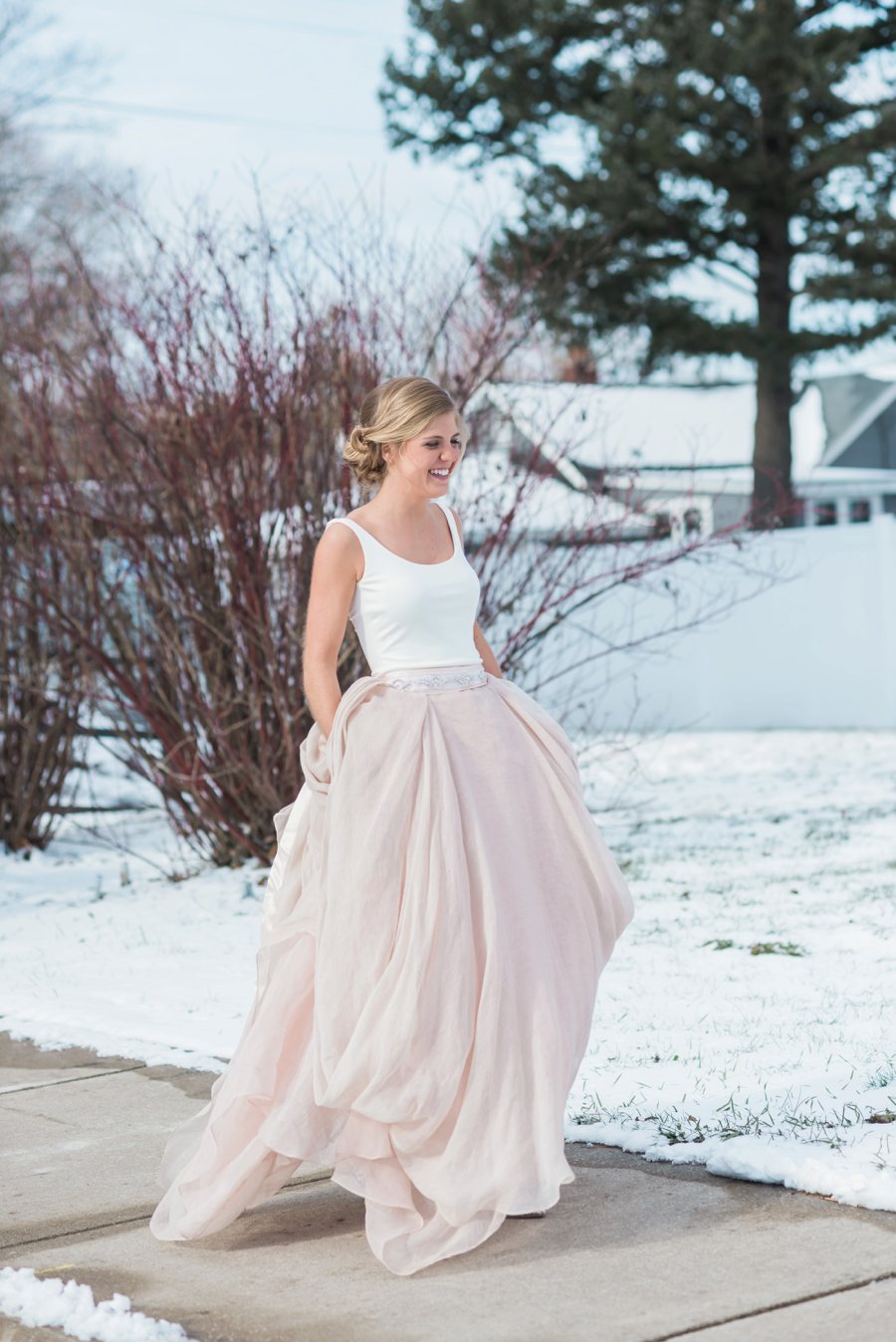 A Blush & Navy Rustic Industrial Michigan Wedding via TheELD.com