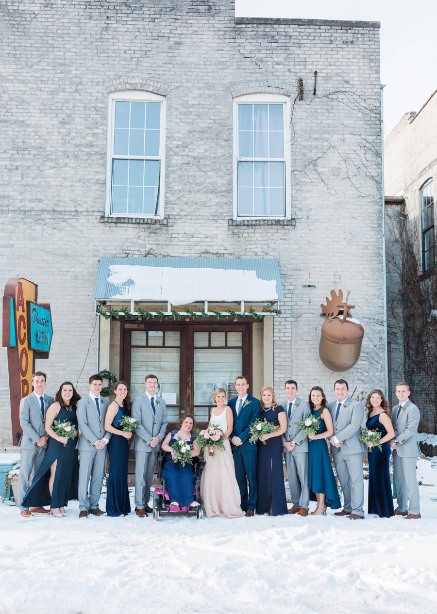 A Blush & Navy Rustic Industrial Michigan Wedding via TheELD.com