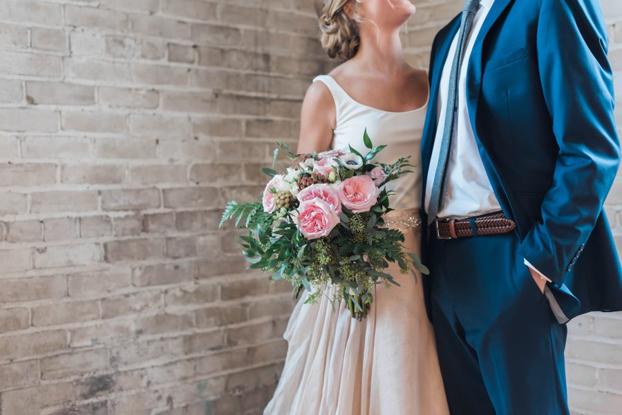 A Blush & Navy Rustic Industrial Michigan Wedding via TheELD.com