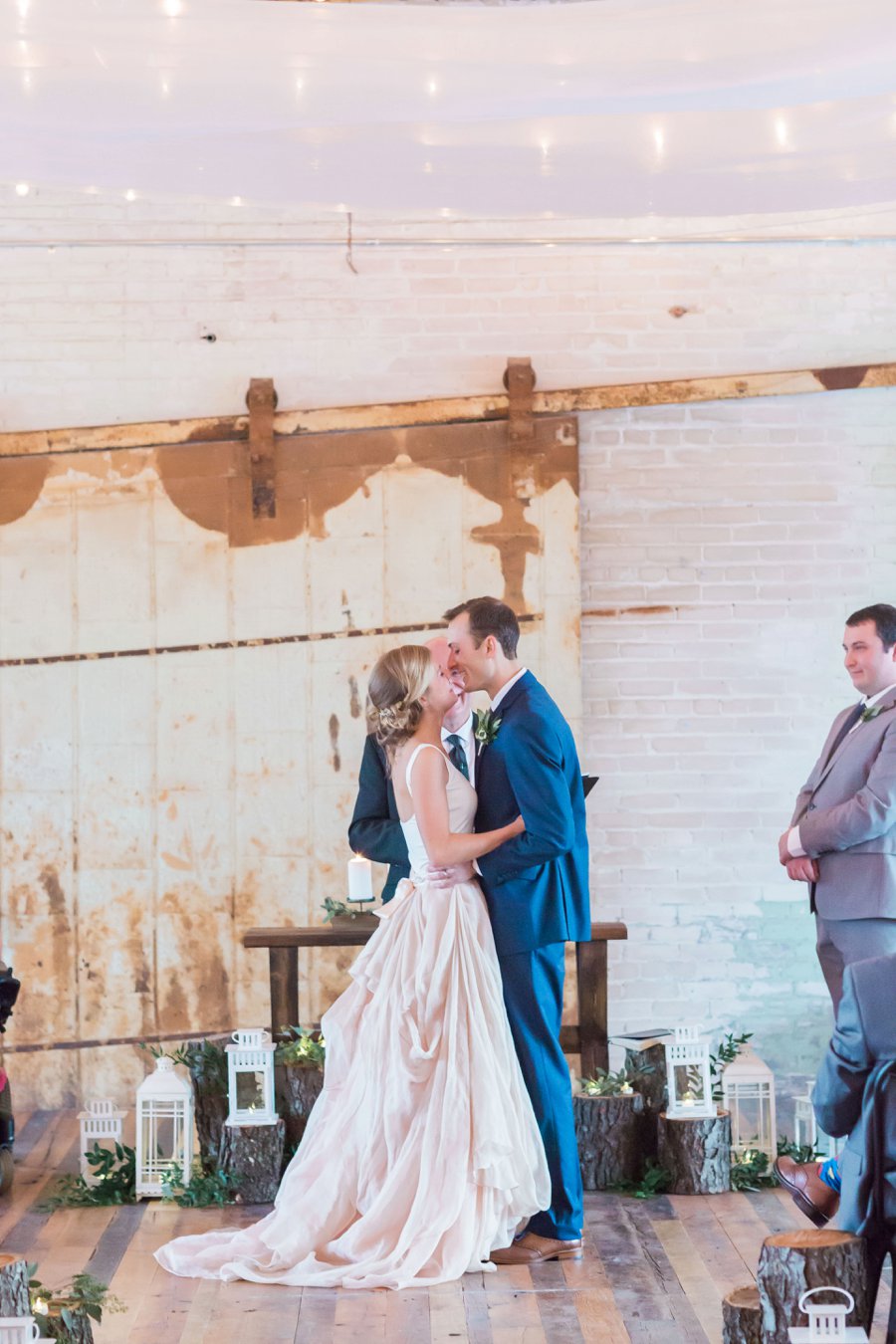 A Blush & Navy Rustic Industrial Michigan Wedding via TheELD.com