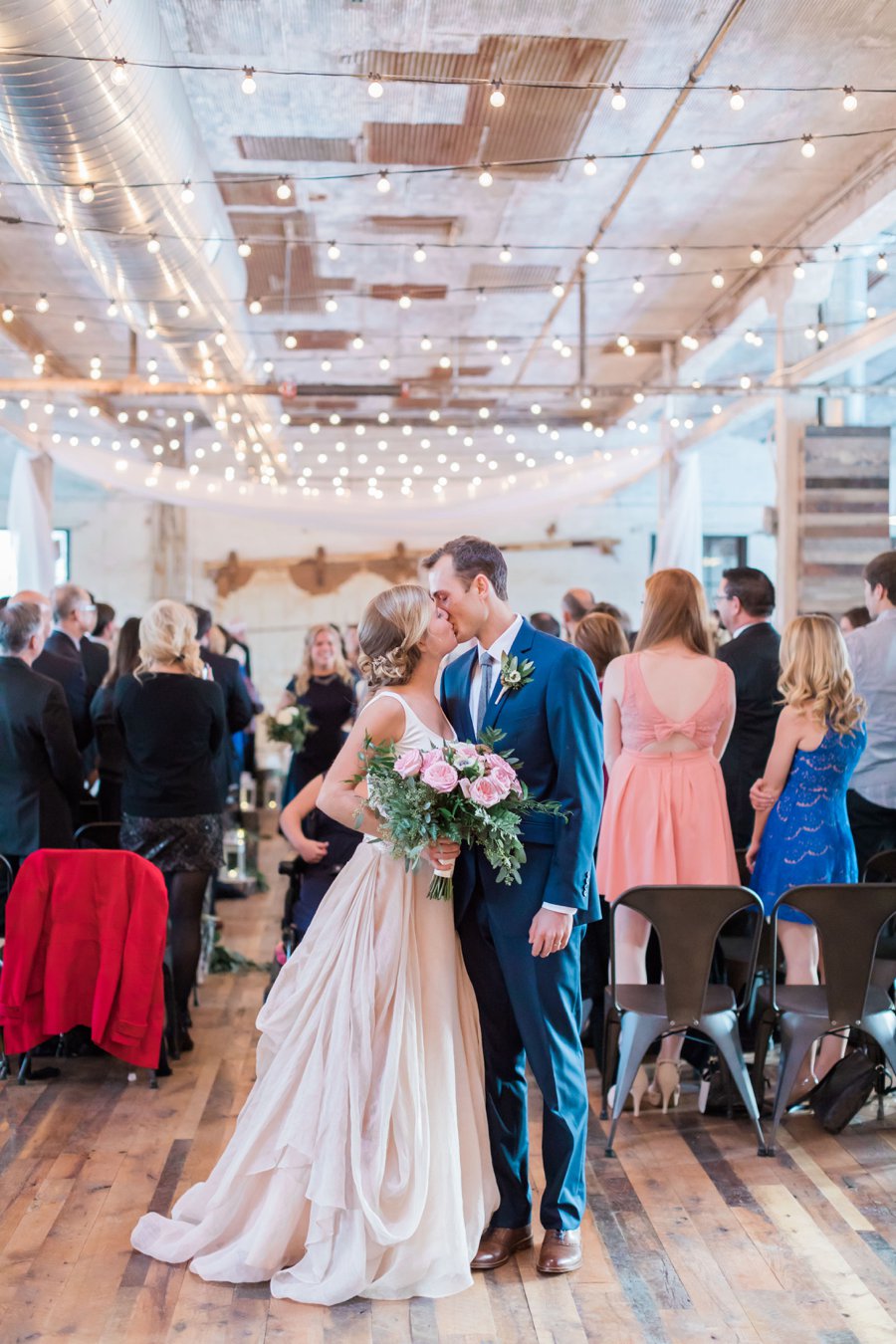 A Blush & Navy Rustic Industrial Michigan Wedding via TheELD.com