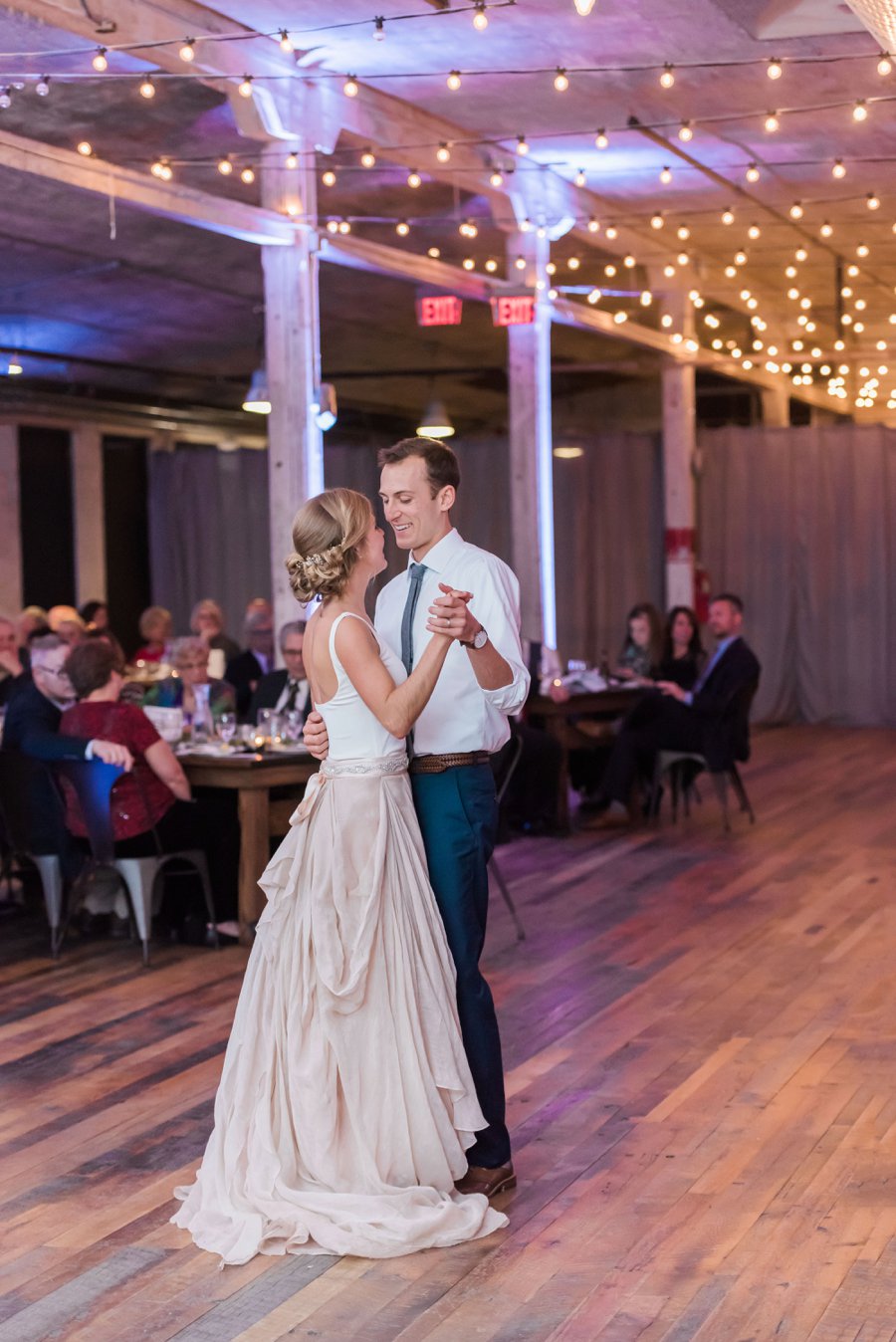 A Blush & Navy Rustic Industrial Michigan Wedding via TheELD.com