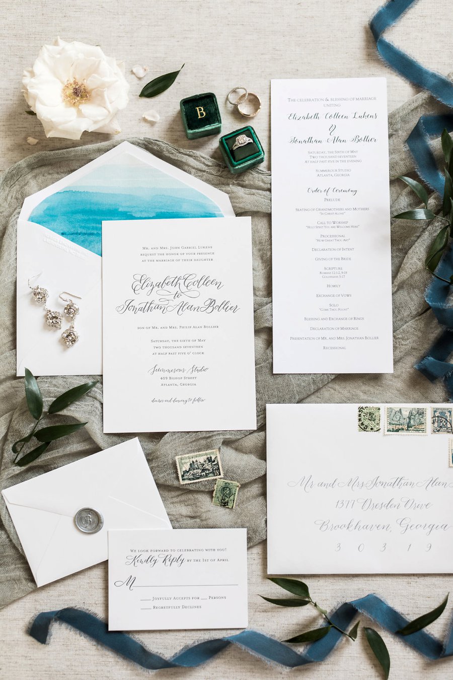 An Elegant Green & White Industrial Georgia Wedding via TheELD.com