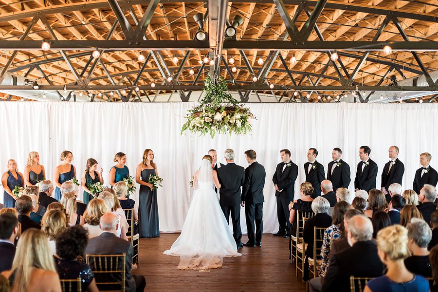 An Elegant Green & White Industrial Georgia Wedding via TheELD.com