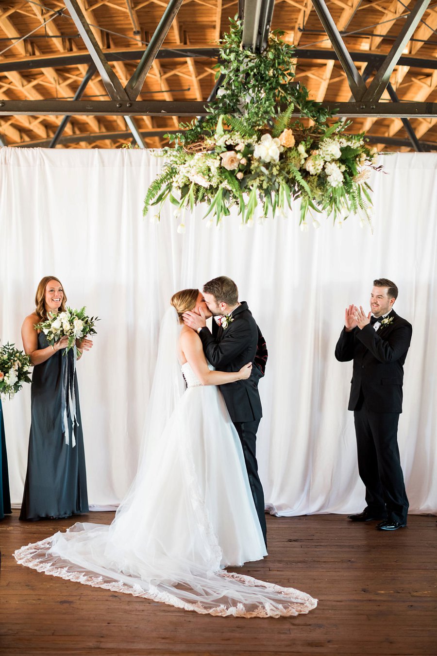 An Elegant Green & White Industrial Georgia Wedding via TheELD.com