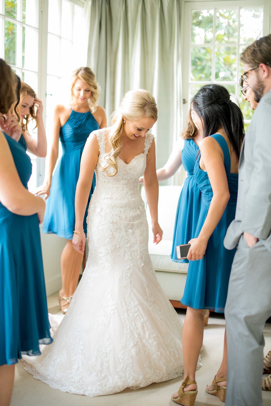 Teal & Peach Rustic Bee Inspired North Carolina Wedding via TheELD.com