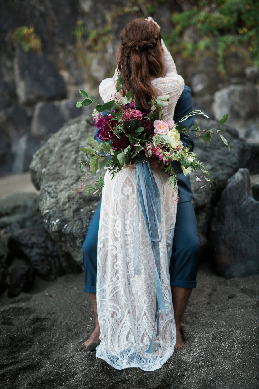 Aqua, Burgundy, & Blush Romantic Coastal Wedding Ideas via TheELD.com