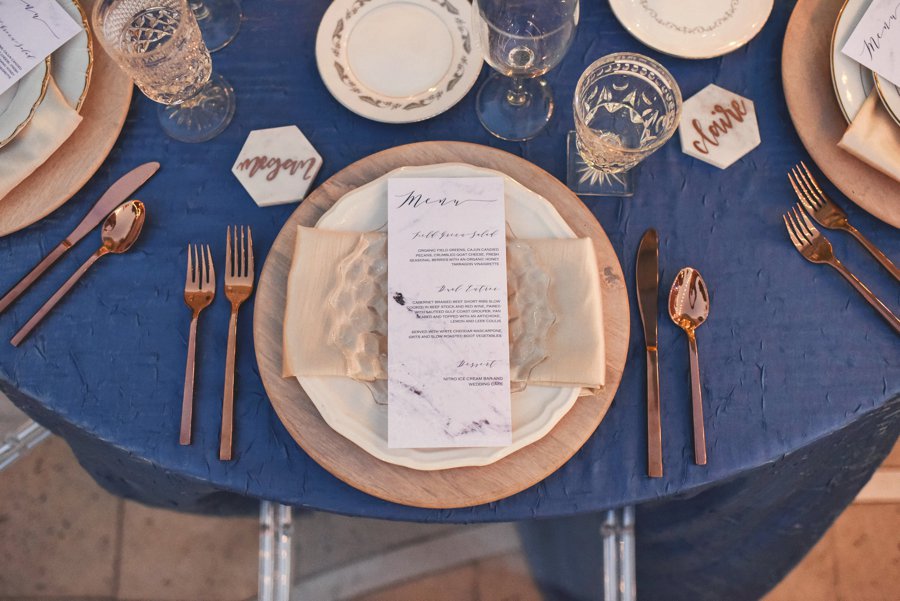 A Modern Romantic Blue & Copper Wedding via TheELD.com