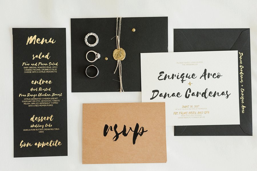 A Glamorous Black, White, & Gold Miami Wedding via TheELD.com