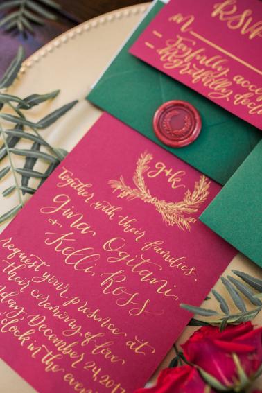 Red & Green Hawaiian Holiday Wedding Ideas via TheELD.com