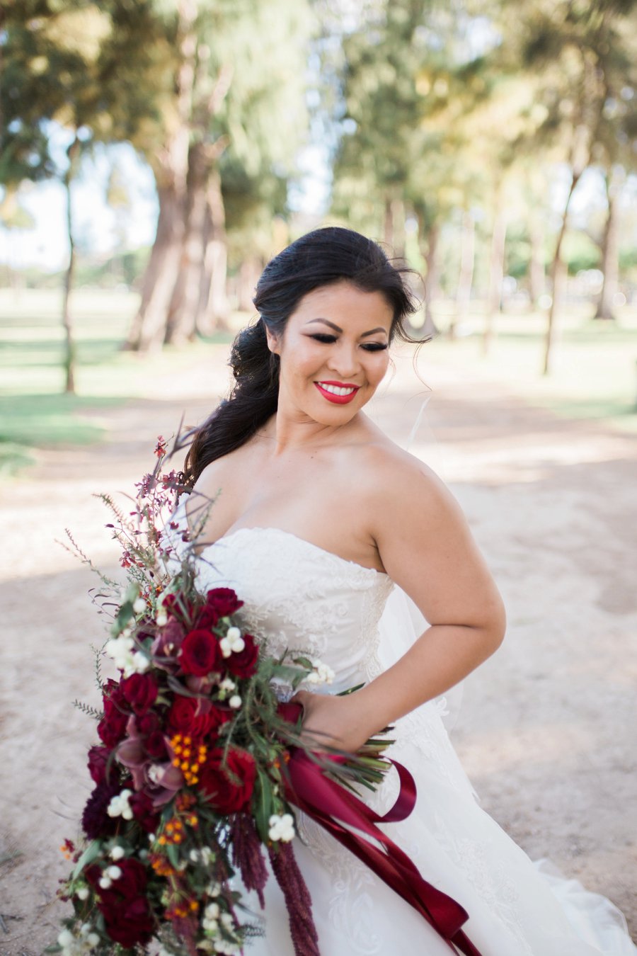 Red & Green Hawaiian Holiday Wedding Ideas via TheELD.com