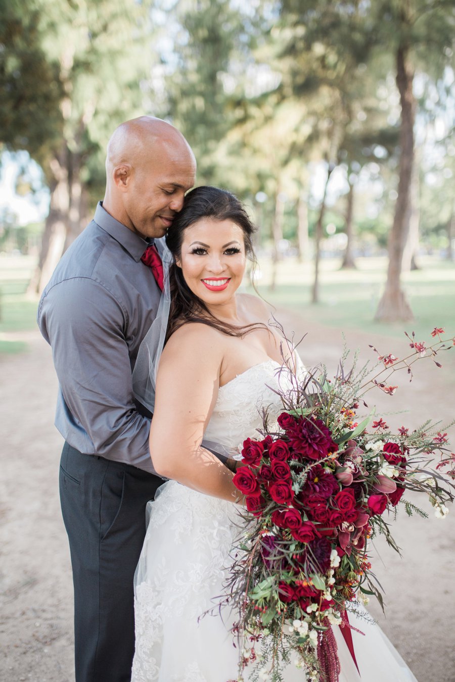 Red & Green Hawaiian Holiday Wedding Ideas via TheELD.com