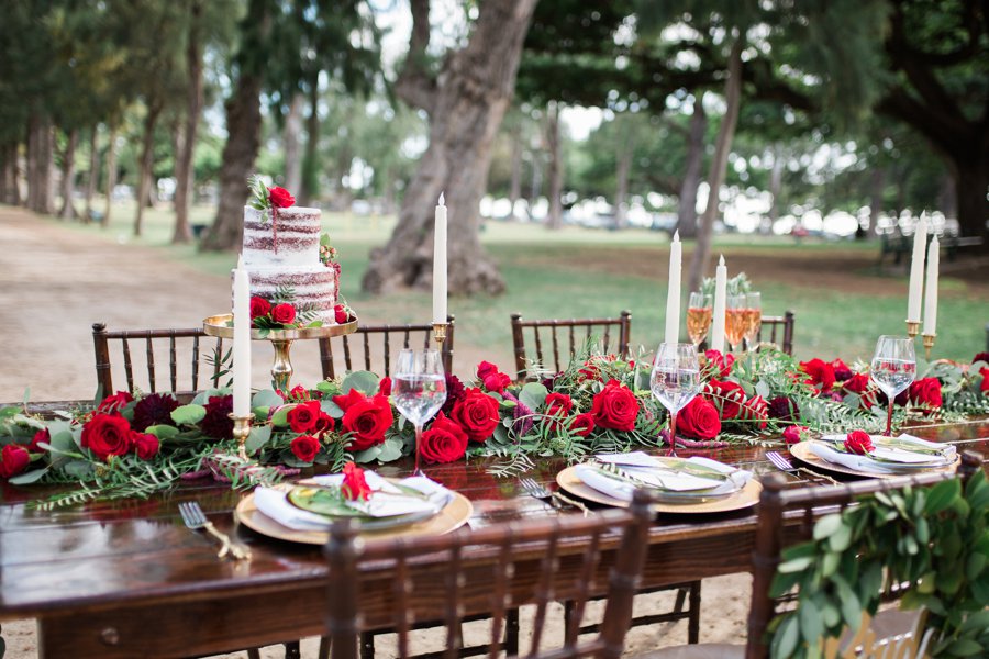 Red & Green Hawaiian Holiday Wedding Ideas via TheELD.com