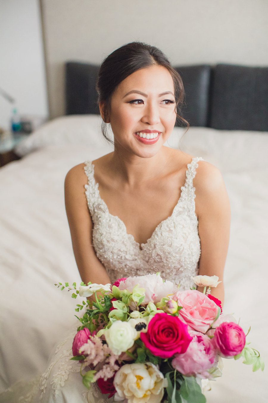 A Timeless Bright Pink, White, & Gold Los Angeles Wedding via TheELD.com