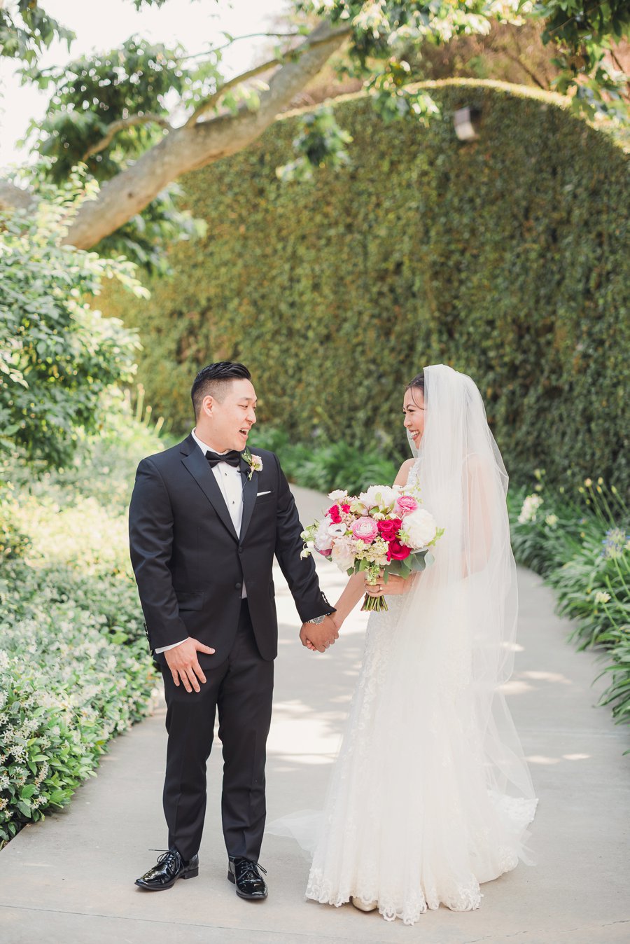 A Timeless Bright Pink, White, & Gold Los Angeles Wedding via TheELD.com