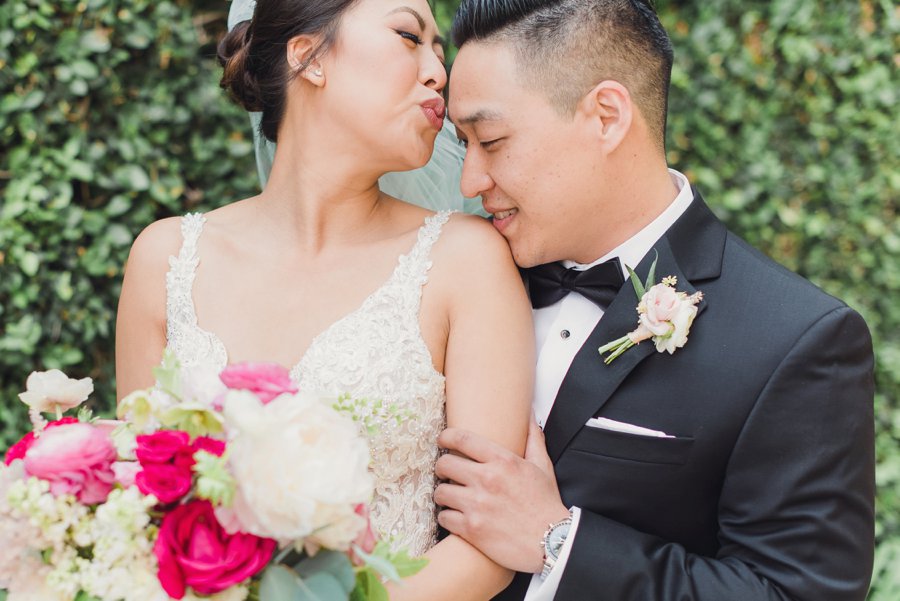 A Timeless Bright Pink, White, & Gold Los Angeles Wedding via TheELD.com