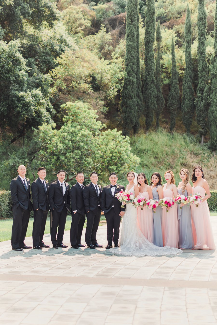 A Timeless Bright Pink, White, & Gold Los Angeles Wedding via TheELD.com