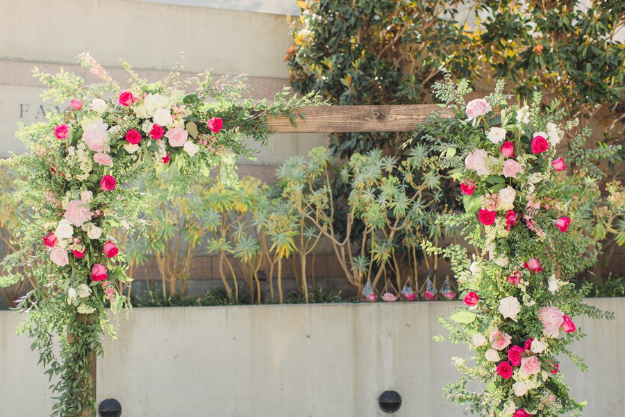 A Timeless Bright Pink, White, & Gold Los Angeles Wedding via TheELD.com