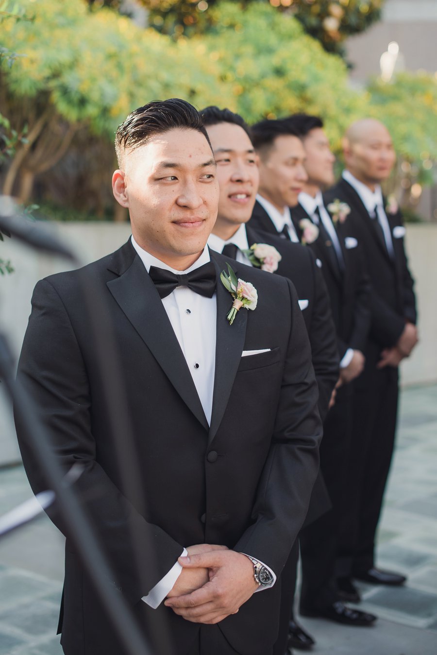 A Timeless Bright Pink, White, & Gold Los Angeles Wedding via TheELD.com