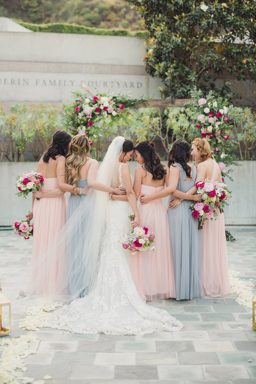 A Timeless Bright Pink, White, & Gold Los Angeles Wedding via TheELD.com