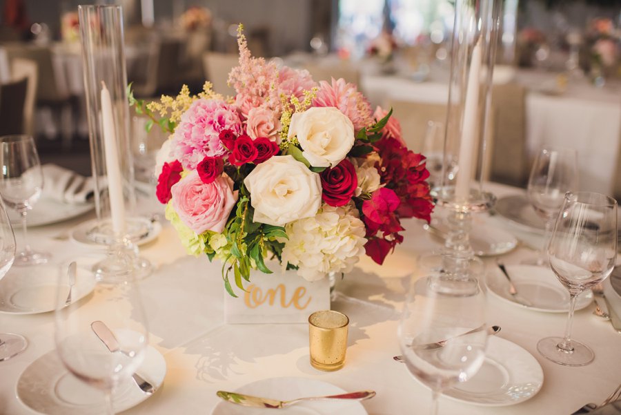 A Timeless Bright Pink, White, & Gold Los Angeles Wedding via TheELD.com