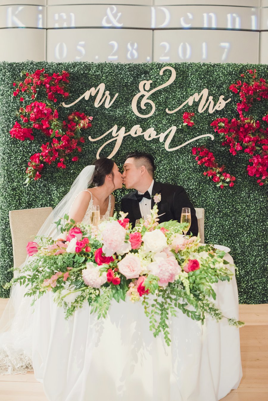 A Timeless Bright Pink, White, & Gold Los Angeles Wedding via TheELD.com