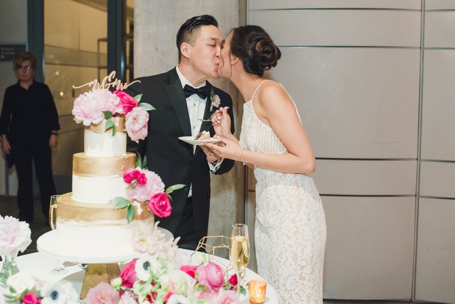 A Timeless Bright Pink, White, & Gold Los Angeles Wedding via TheELD.com