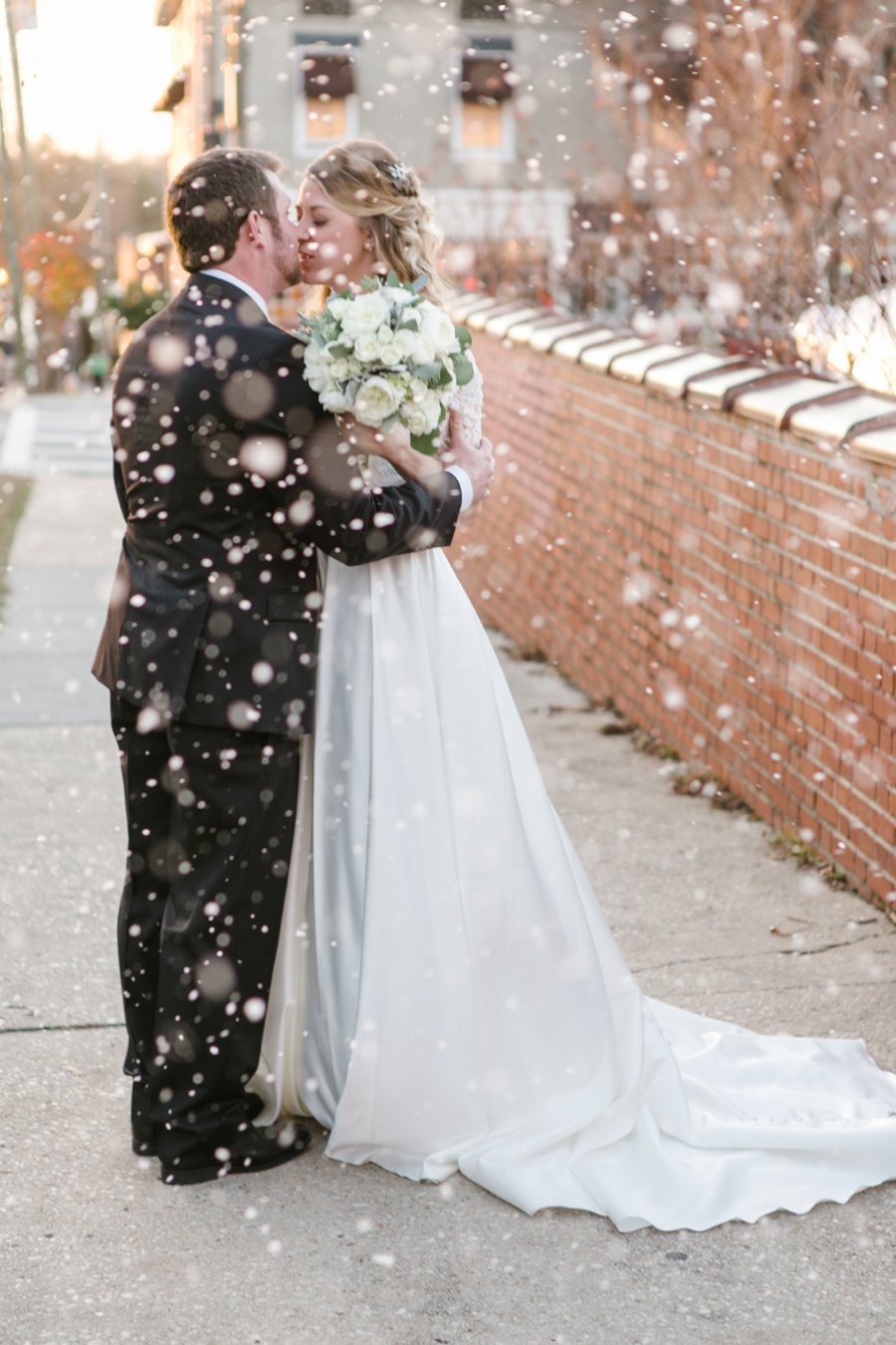 A Gray, Green, & Red Wintery North Carolina Wedding via TheELD.com
